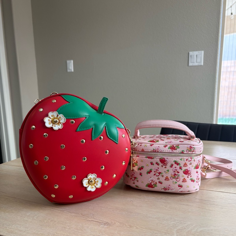 Skinnydip strawberry shortcake vanity bag and strawberry crossbody duo